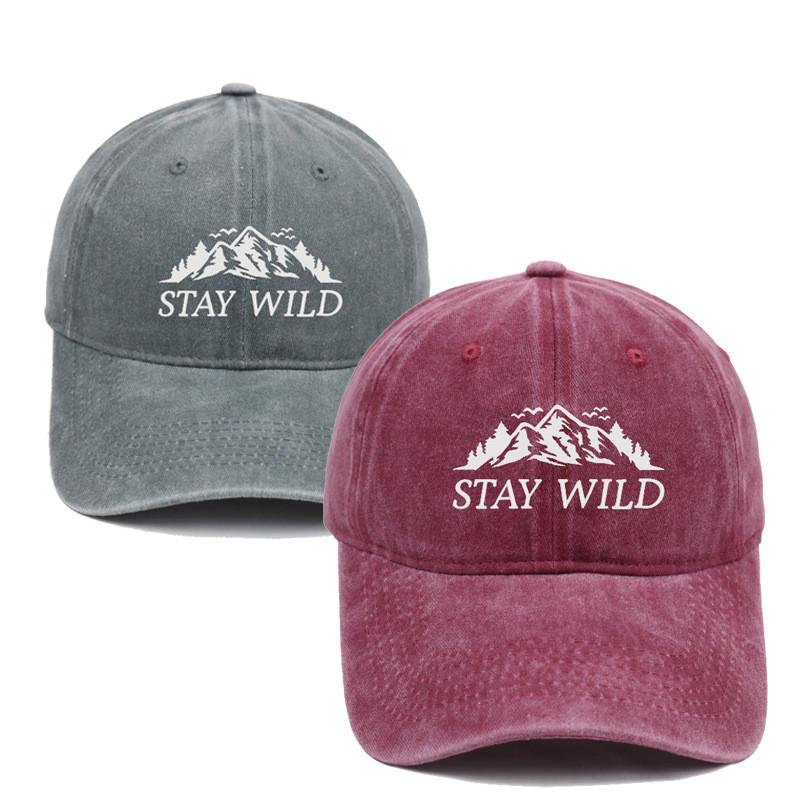 Stay Wild Mountain Embroidered Baseball Cap With Soft Top For Outdoor Sunshade