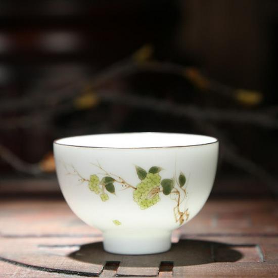 Hand-Painted White Porcelain Gongfu Tea Tasting Cup Gift Set