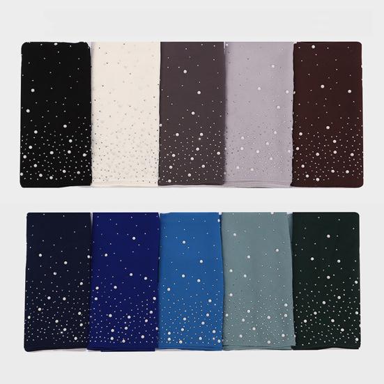 Lightweight Scarf Hot Drill Imitation Pearls Decor Headwrap Women Solid