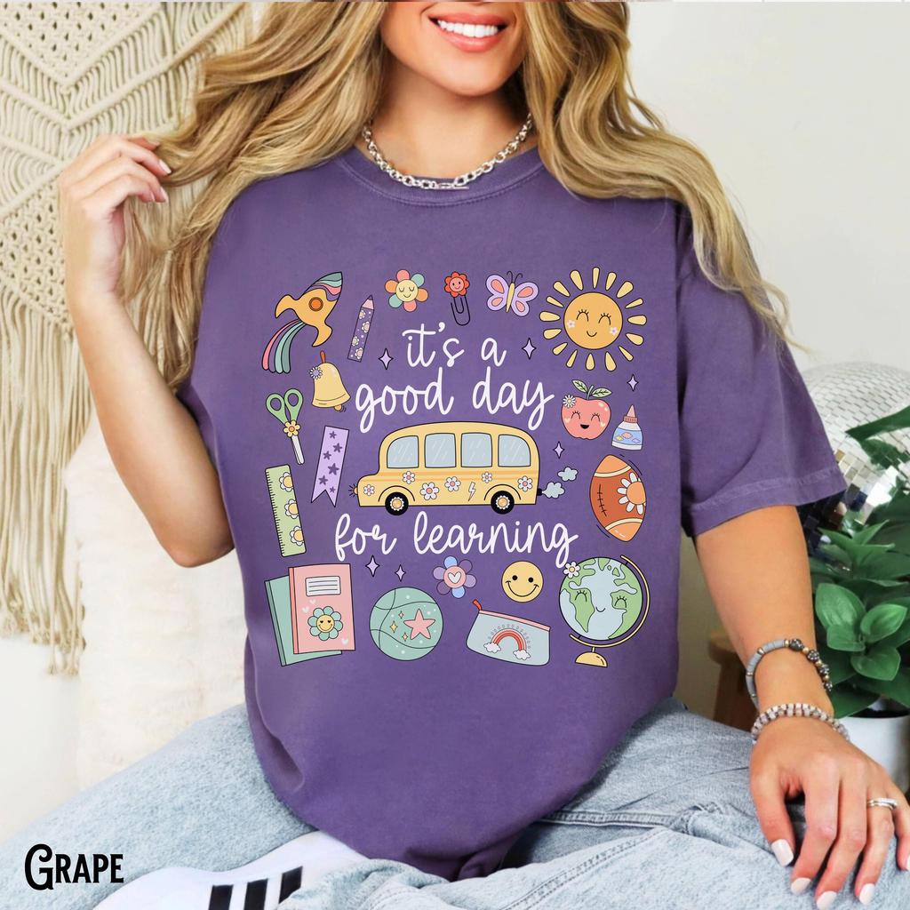 Teacher Shirt Teach Tee Back To School Supplies Its A Good Day For Learning Doodle TShirt