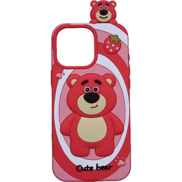 

iPhone 17 Drop-proof Silicone Case with Lanyard - 3D Cute Cartoon Design 17PROMAX Яскраво-рожевий