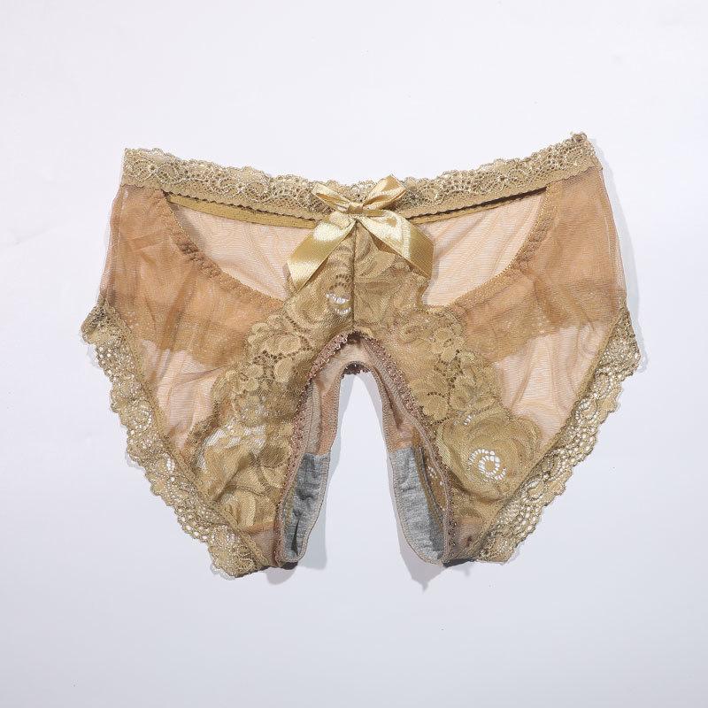 Sexy Lace Open Panties Women's Summer Mood Free Briefs Large Size Bow High Waist Couple Temptation Panties