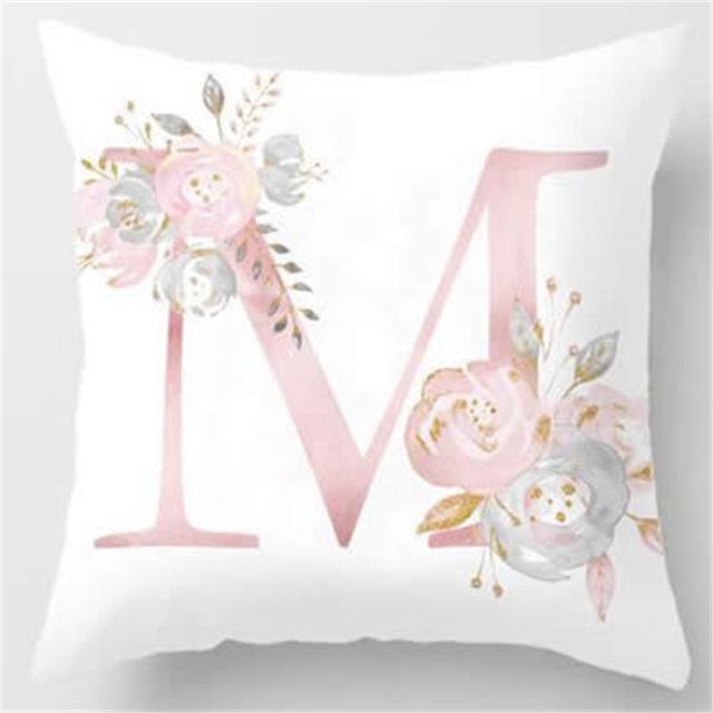 Ins Nordic Pillowcase Design Pink Letter Cushion Pillowcase Car Sofa Waist Design Home Furnishing