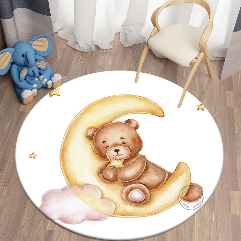 Covor rotund Covoare camera de zi Covor pentru dormitor bebelusi Covor pentru podea pentru copii Covor de salon cu imprimeu urs Covor camera pentru copii Covor copii acasa