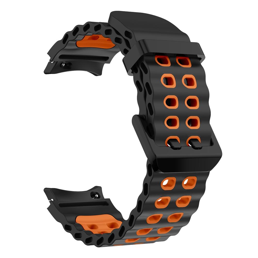 Inga Mellanrum Tvåfärgad Marin Sport Silikonrem För Samsung Galaxy Watch 7 FE 6 5 Pro 4 44mm 40mm Klocka och Armbandsrem