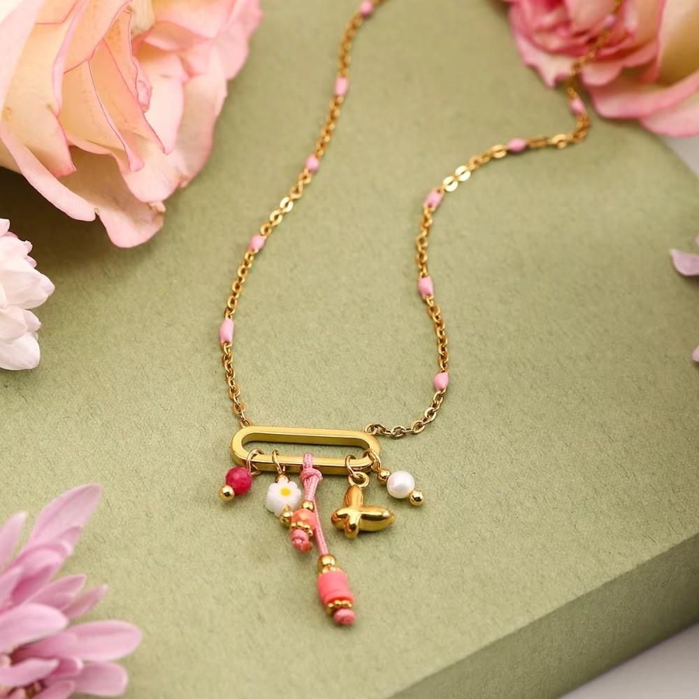 New Ocean Vacation Style Pearl Color Color Crystal Jewelry Accessories Pink Necklaces Charm Pearl Crystal Pendants