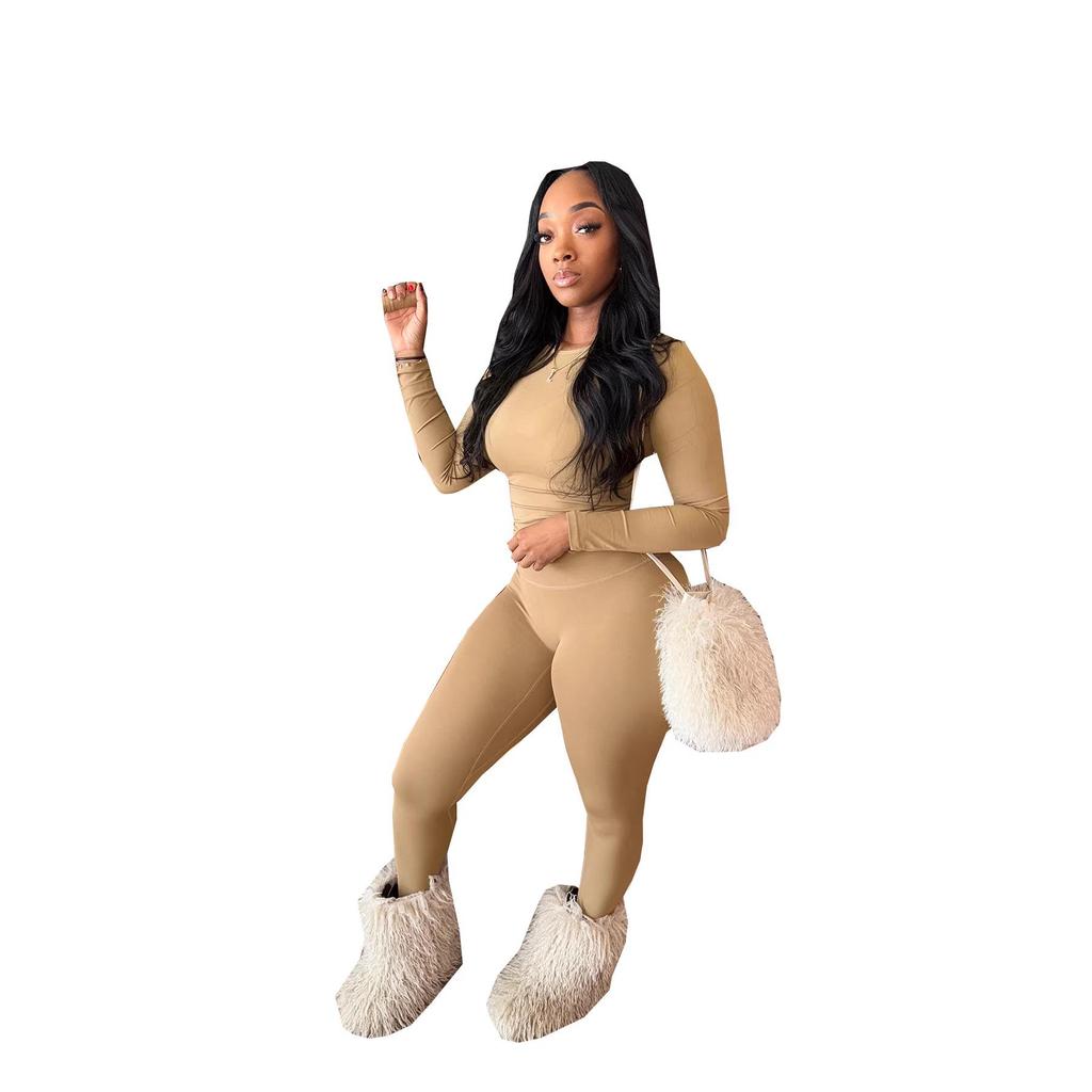 TW815 Women's Brushed Slimming Fitness Set - Sexy, High Elasticity, Fashionable Sportswear for a Stylish Commute