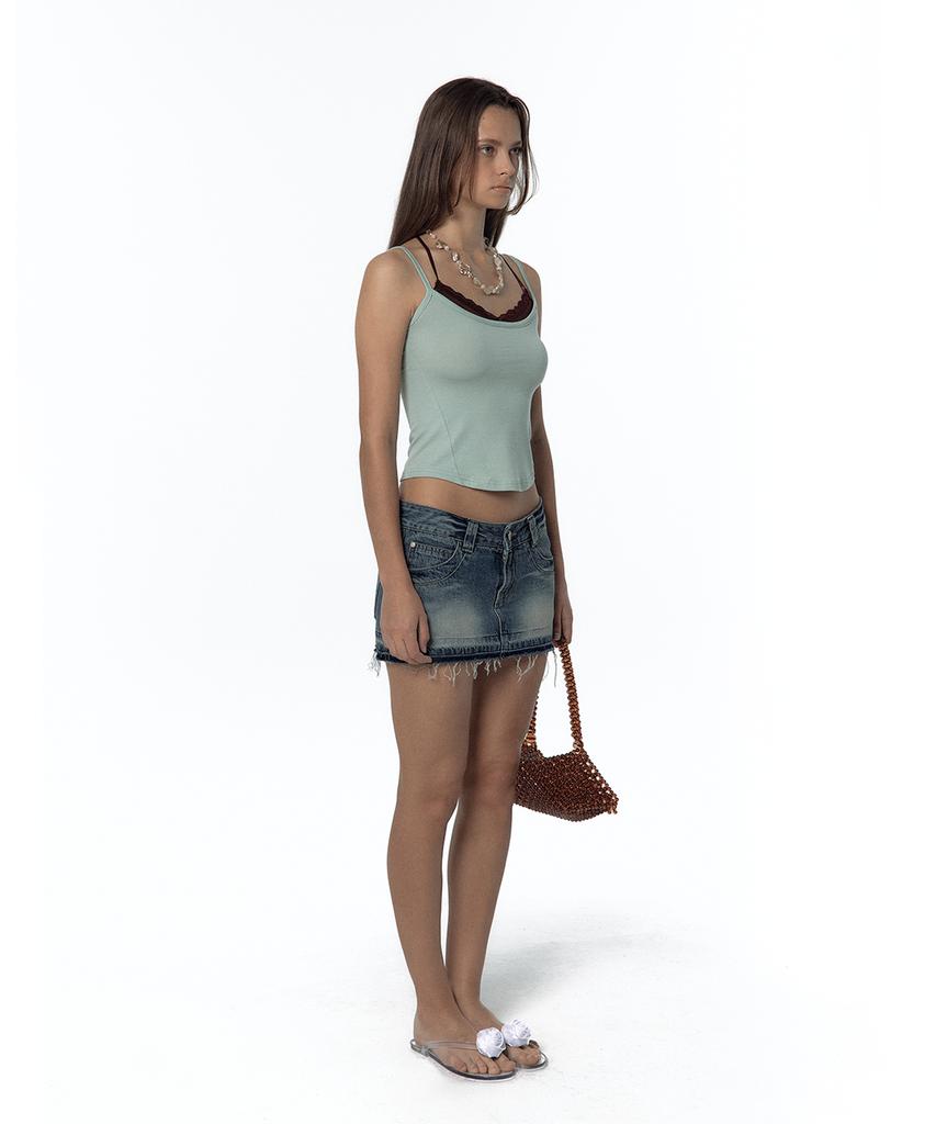 Kasiko Split Pocket Denim Skirt Blue