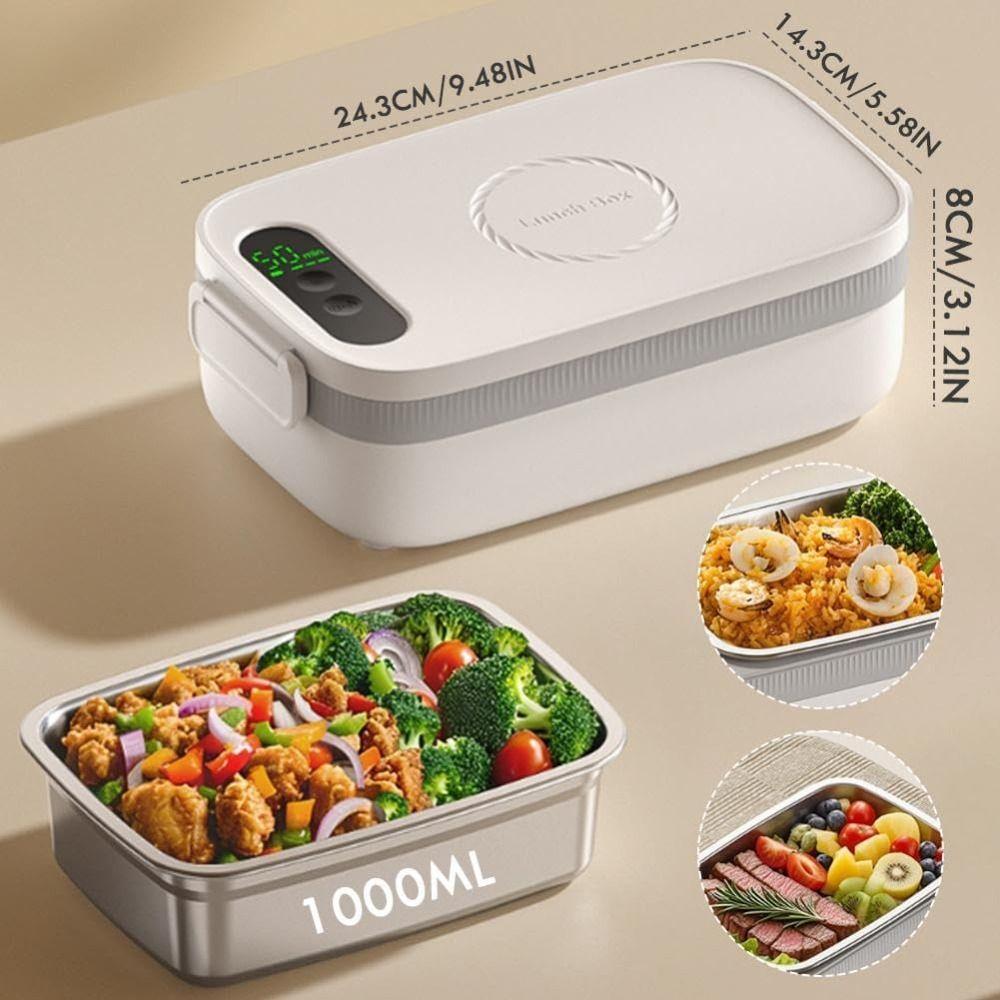with Timer & 4 Temp Settings Electric Heated Lunch Box Food Containers