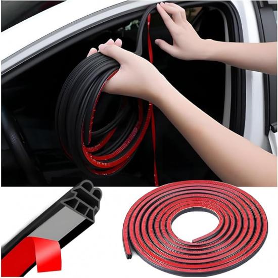 Mandark Car Door Seal Strip, Rubber Double Layer Vehicle Weather Stripping, 32.8Ft 5 Hole Soundproof Self Adhesive Automotive Sealing Strip