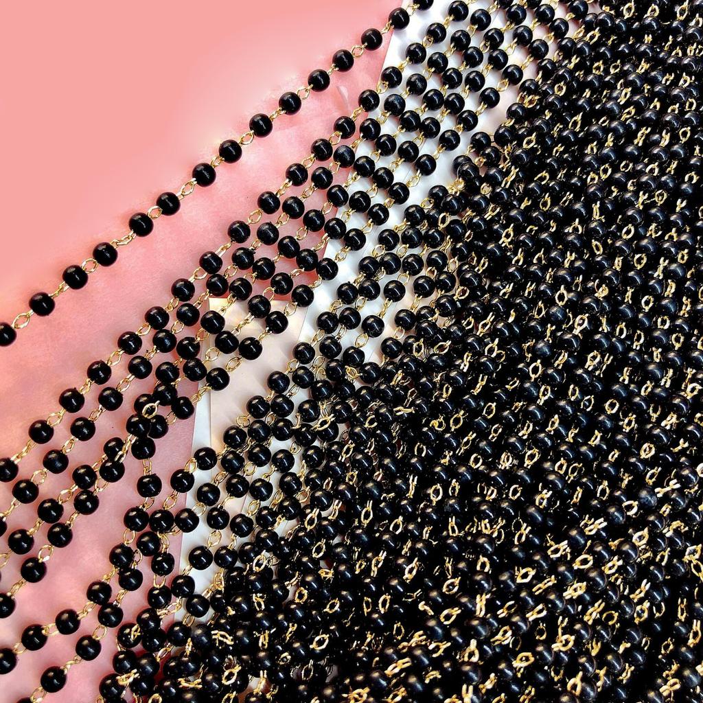 1meter 3-8mm Black Imitation Pearl Beaded Chain DIY Copper Necklace Chains Accessories for Jewelry Making Components Handmade