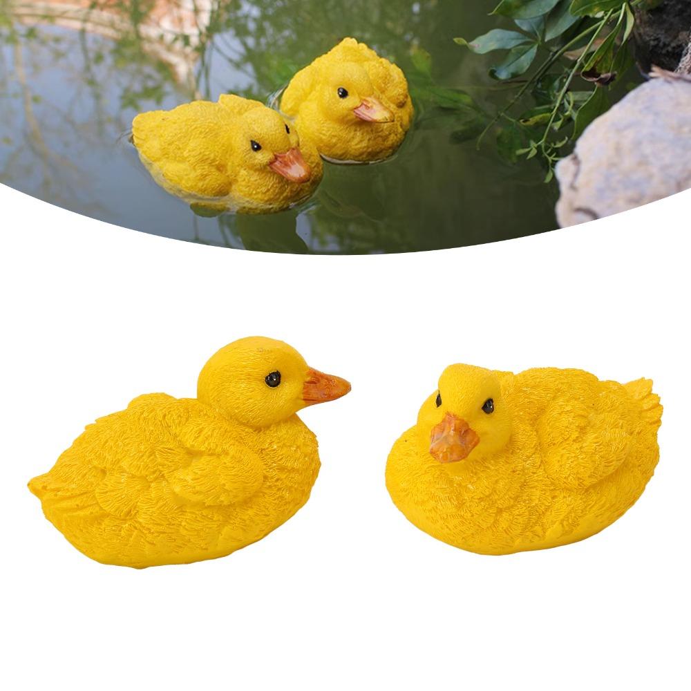 2pcs Outdoor Duck Garden Statue Simulation Mini Duck Figurine Duck Pond Ornament  Office Desk