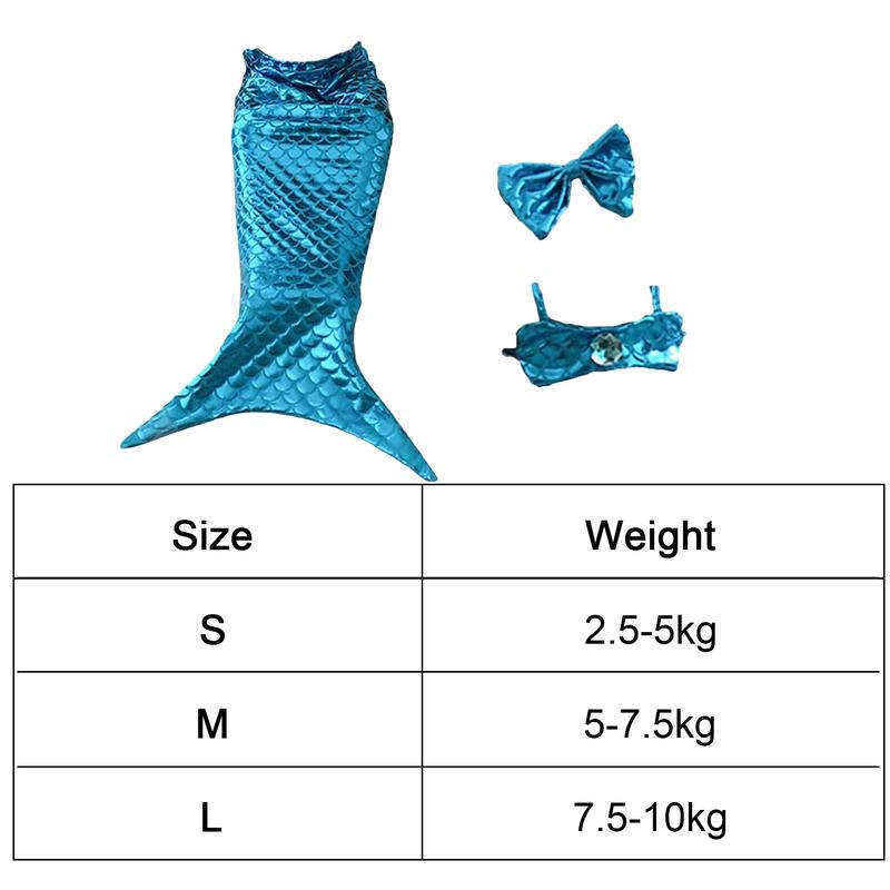 Coda da Sirena Sequin per Gatto Vestito Coda da Sirena Per Halloween Vestito Coda di Pesce Gatto Travestimento Comodo Morbido Vestito per Cane Animale Domestico Divertente