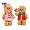 Funny Holiday Party Favors Cartoon Gingerbread Wooden Ornament, Double-sided Printed Desktop Tabletop Figurines, Decorative Signs Craft for