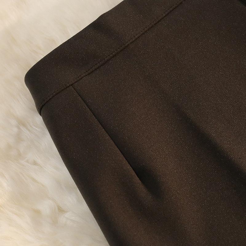 Women's Slimming A-Line Black Wool Mid-Length Skirt - Thickened & High-Waist for 2024 Autumn/Winter.