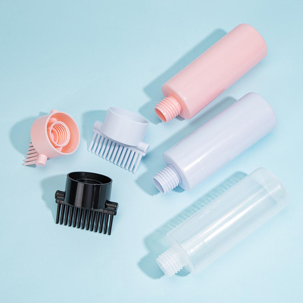 180ml with Graduated Scale Empty Hair Comb Applicator Refillable Multicolor Root Comb Applicator Bottle for Hair Oil Salon Care