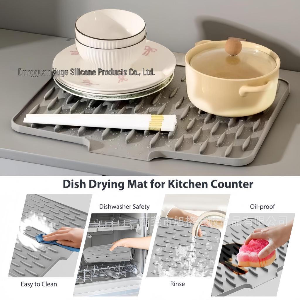 Silicone Drain Mat: Non-Slip Bowl & Dish Drying Pad