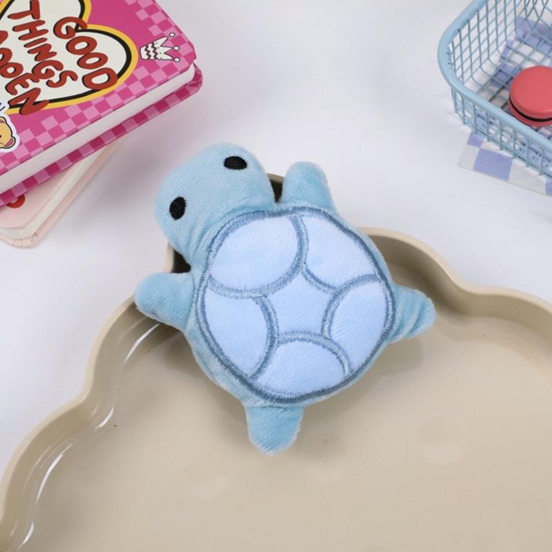 

Cute Mini Turtle Dog Plush Toy Squeaky Puppy Teething Toy Soft Safe Pet Chew Toy for Small Dogs Puppy Dental Health синий