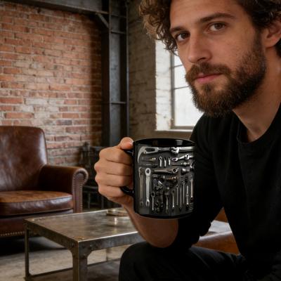 Tazza Cassetta degli Attrezzi Meccanico Tazza da Caffè Divertente Cassetta degli Attrezzi per Meccanici Appassionati di Garage Regalo Originale per Marito Papà