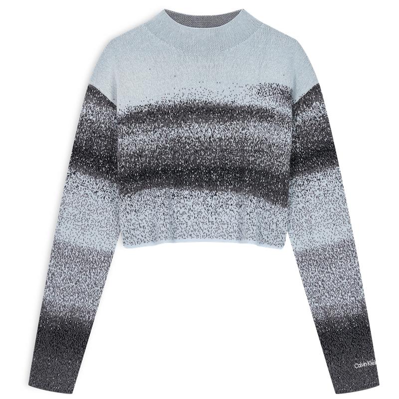 Calvin Klein Gradient Fitted Medium Round Neck Long Sleeve Knit Top Women tops J222921 S