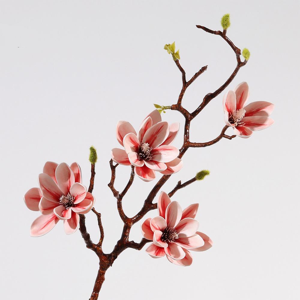 Flor de Magnolia Artificial Grande Hecha a Mano Simulación de Tacto Real Magnolia Grande Rama de Magnolia Falsa Realista Decoración de Jardín