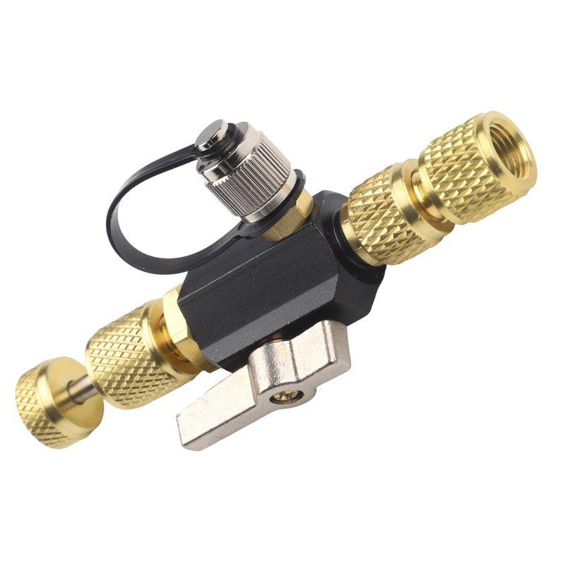 1/4 Inch Valve Core Removal Tool Dual Valve With Sight Glass For HVAC Tools Vacuum-Rated Valve Core Removal Tool Disassembly
