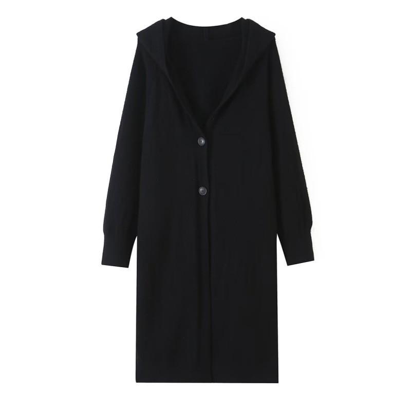 Übergroßer Strick-Kapuzen-Cardigan Langarm Dick Warmer Mantel Damen Herbst Winter 2026 Lockere Passform
