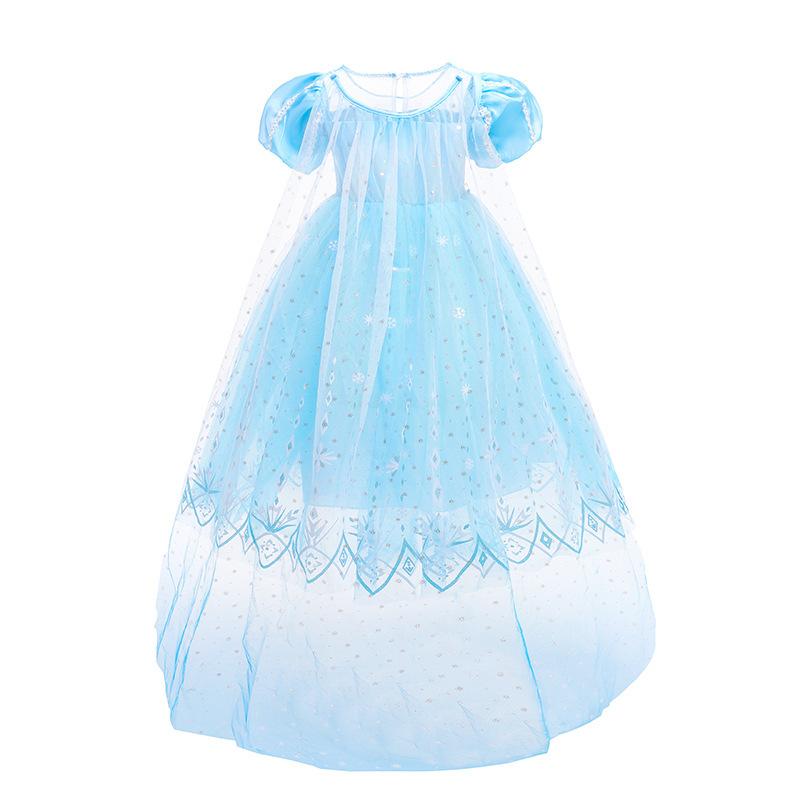 2021 Christmas Elsa 2 Princess Dress Frozen Elsa Girls Short Sleeve Dress Sub Elsa Dress