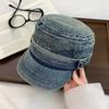 Retro Rivet Washed Denim Flat Top Cap Children Spring And Summer Korean Version Versatile Newsboy Hat Showing Face Small Baseball Bat