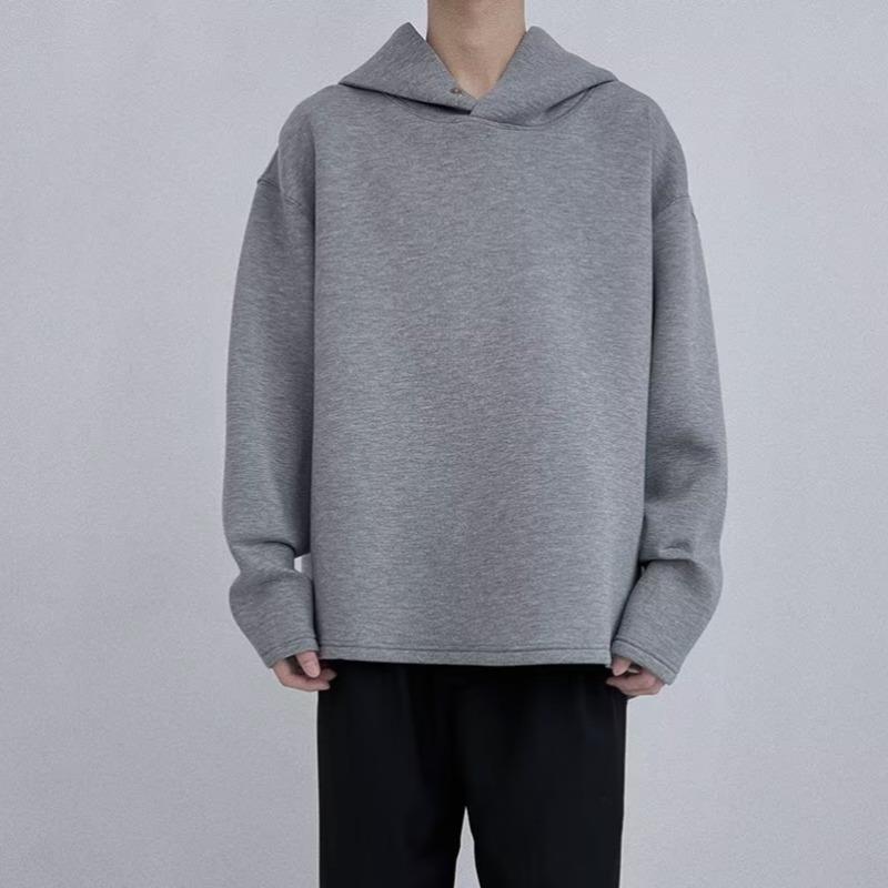 

Зимняя мужская однотонная свободная толстовка в американском стиле с капюшоном M серый