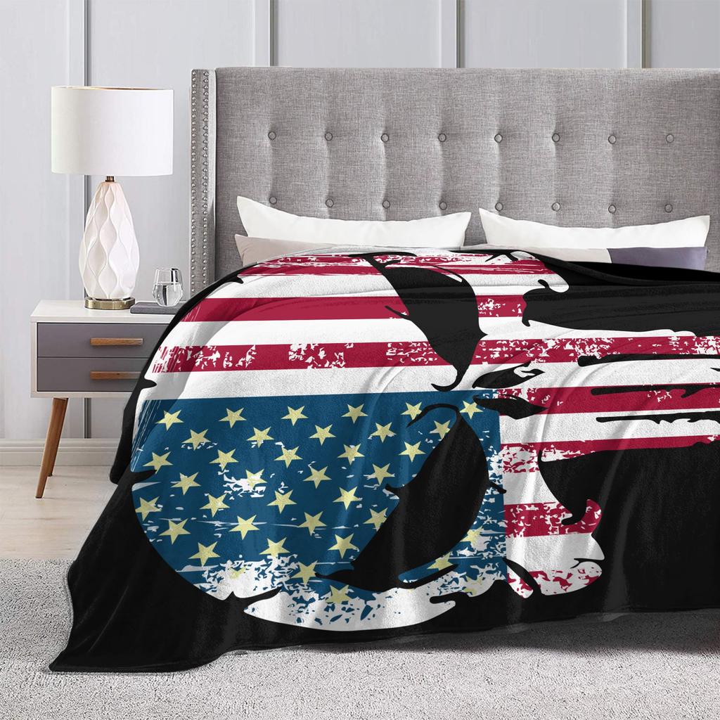 Punishers American Flag United States USA Blanket Cover Fleece Soft Throw Blanket for Bedroom Sofa Bedroom Quilt