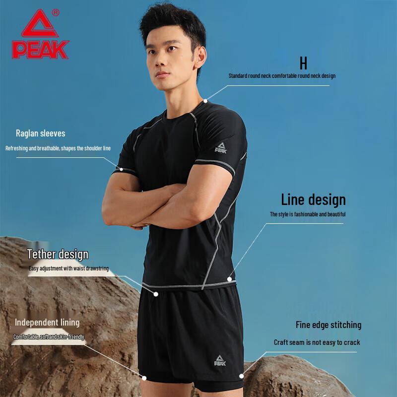Peak Men's Rash Guard & Swim Trunks Set
