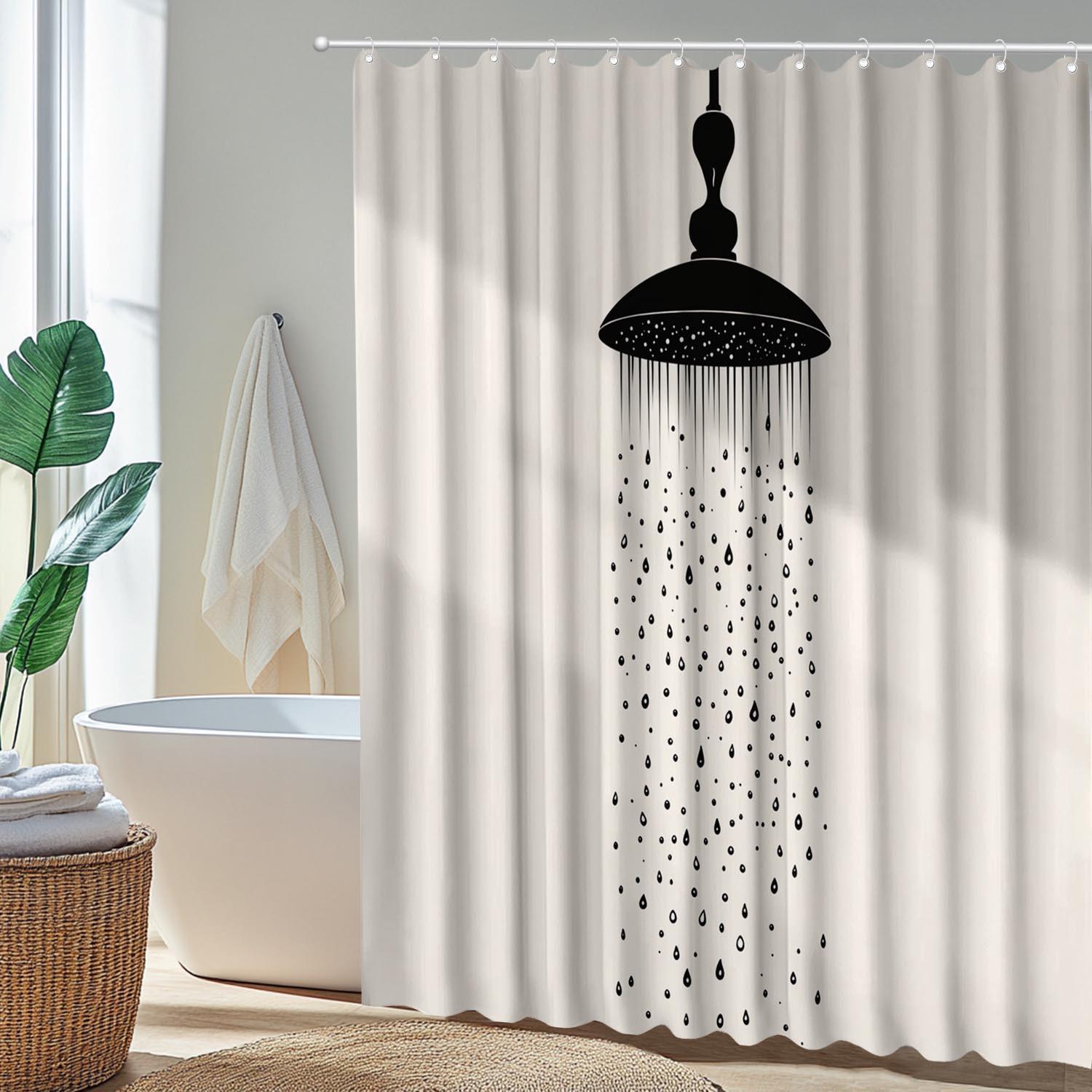 

Simple Shower Head Shower Curtain – Digital Print, Home & Hotel Bathroom Decorative Partition W60H190(CM)-1 Pcs