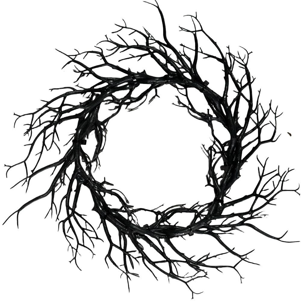 Artificial Twisted Twigs Halloween Black Branch Garland Wall-Mounted Halloween Spooky Wreath Bar