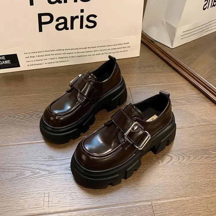 Fashion High Heels Loafers Women 2025 Spring British College Style Mary Janes shoes Chunky Platform Oxford shoes Woman Jk Uniform Shoes