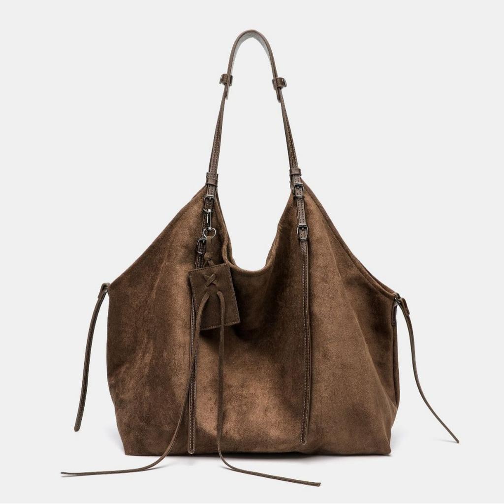 Retro Faux Suede Tote Shoulder Bag Large Capacity Designer Bags for Women Handbags and Purses Shopper Commuting Bag Pouch