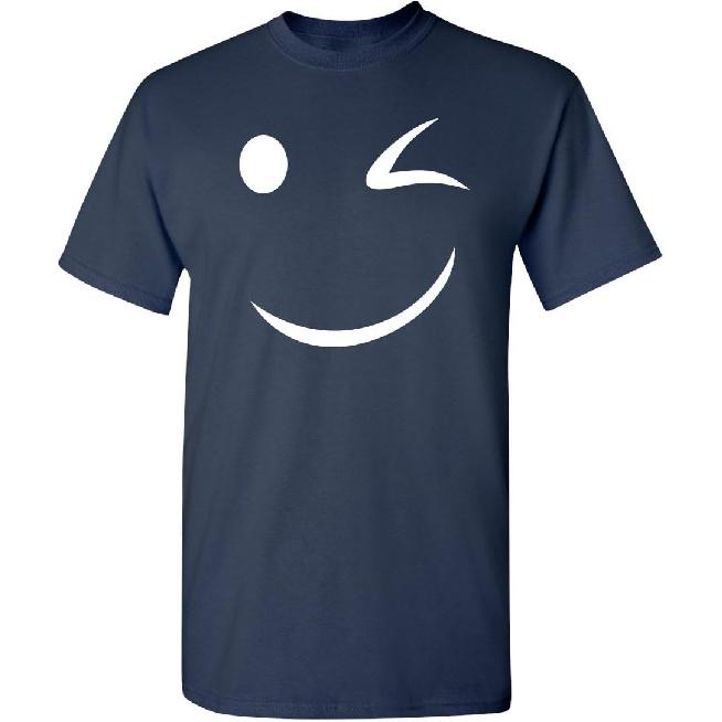 Happy Wink Smile Face Winking Funny T Shirt | Funny Shirts for Men Casual Style | Novelty T-Shirts USA Printed Shirt