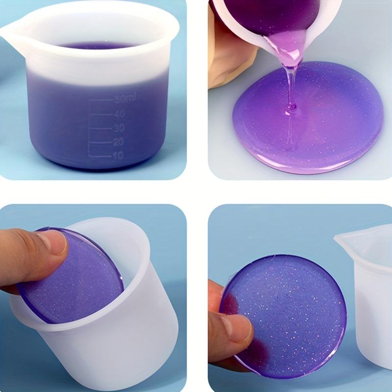 1Pcs 50ml Silicone Measuring Cup Tools Round Silicone Mold Clear Graduated Epoxy Split Cup DIY For Casting Resin Mold