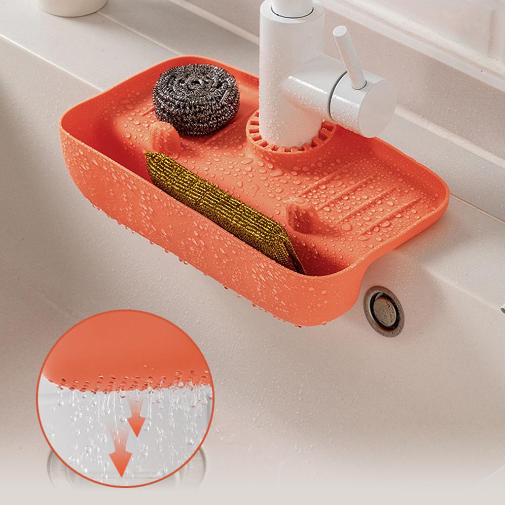 Sink Faucet Mat Anti Splashing Slip Resistant Multifunctional Dish Sponge Holder for Kitchen Counter
