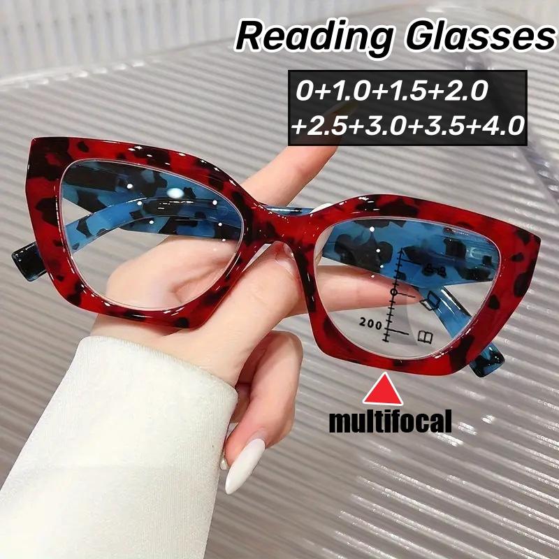 

Роскошные большие очки для чтения с леопардовой оправой, мультифокальные очки для чтения, модные очки для близи и дали, готовые к пресбиопии до +4,0