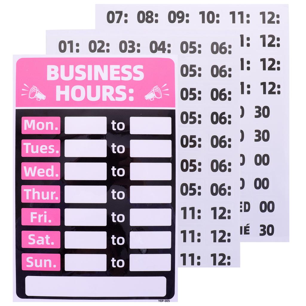 2Pcs Business Hours Stickers PVC Waterproof Self Adhesive Opening Closing Store Signs for Restaurants Shops Bars Coffee Cafes