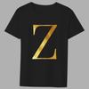 Fashion T-shirt Black Men's 26 English Letters Gold Printing Pattern Series Casual Round Neck Commuter Comfortable Top T-Shirts Men’s