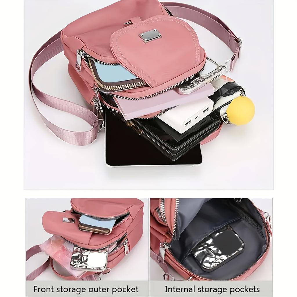 Women'S Chic Light Gray Crossbody Bag - Versatile Shoulder & Handbag with Multiple Zipper Compartments, Durable , Lined for Comfort and Style