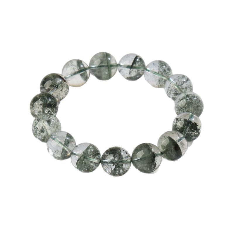 Natural Green Phantom Crystal Stellar Geode Beaded Bracelet