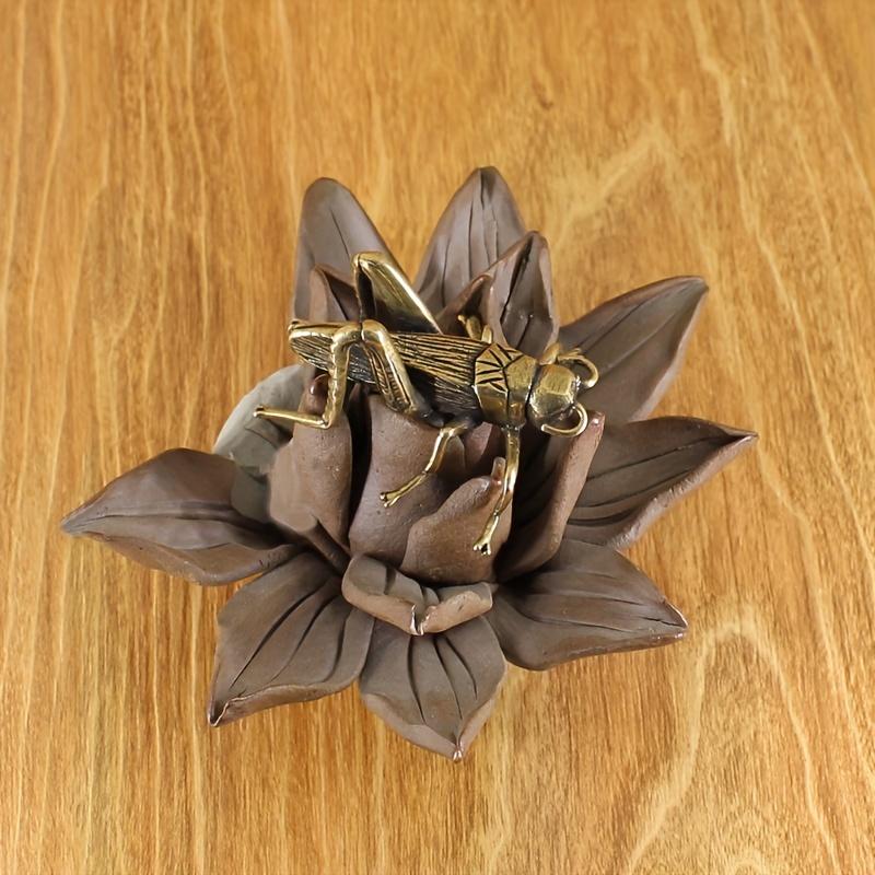 1 Stück exquisite Vintage-Heuschreckenfigur aus Messing – antikes Metallhandwerksornament, kleine Schreibtischdekoration für Thanksgiving