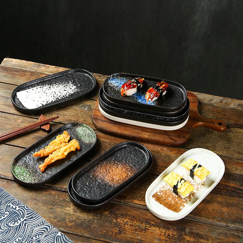 Japanese Ceramic Stone Grain Sushi & Grill Plate