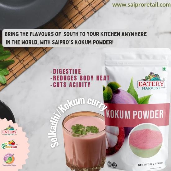 EATERY HARVEST by Saipro Kokum (amsul) Powder 200 G| All In One Souring Agent | For Sherbet, Sol Kadhi Soups, Summer Coolent Beverages All Natural