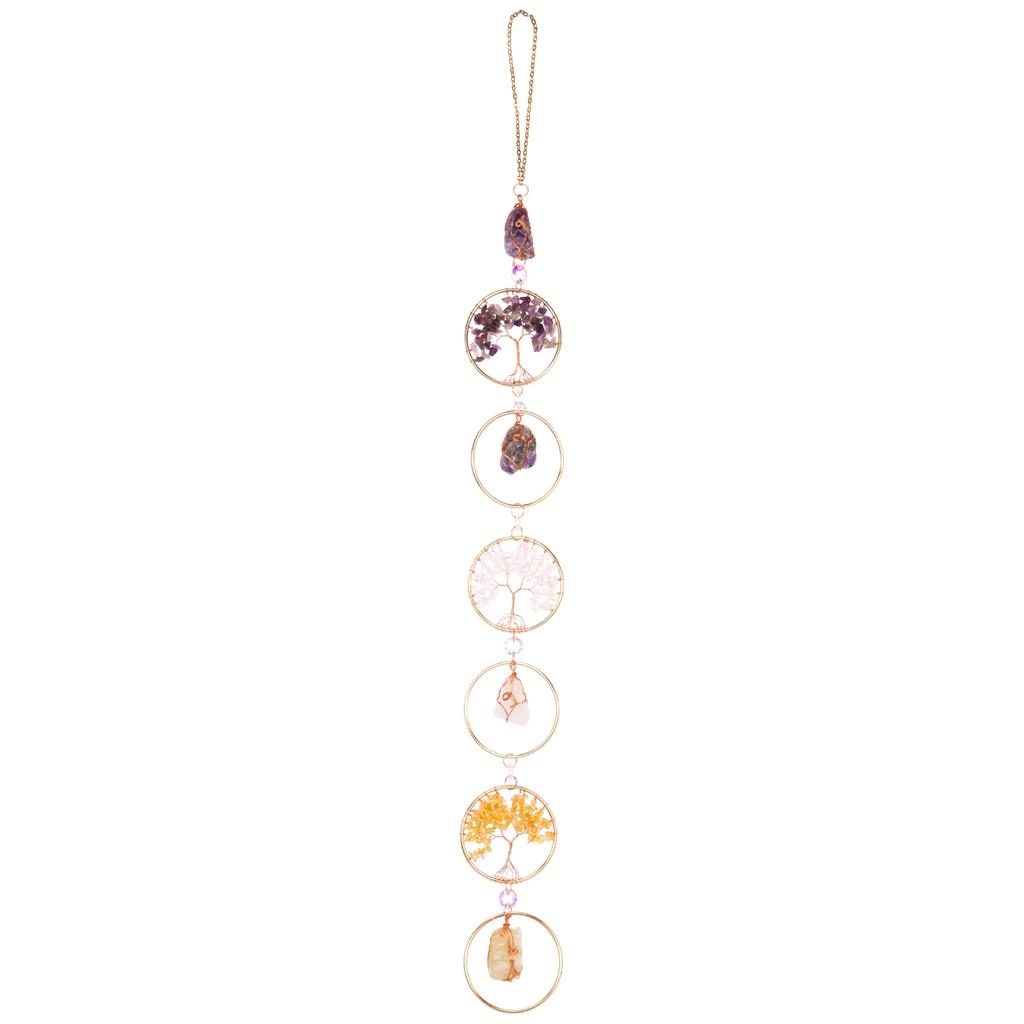 Crystal Wall Pendant Decor Crystals Wind Chime Hanging Decor Beautiful Raw Stone Hanging Chakra for Home Window Entryway Hallway