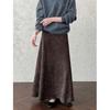 Retro Flannel Twill Brushed Skirt Women Autumn Winter Korean Style Simple Half Skirts