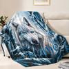 1 Customized Wolf Themed Blanket with Personalized Name, Soft Flannel Material, Winter Forest Design, Moon and Snowflakes
